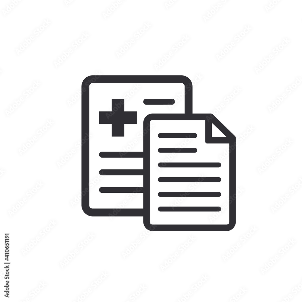 Medical card. Medical insurance. Medical record. Medical diagnosis. Add file. Profile icon. Document icon. Paper icon. Personal document. Identification card. Copy document. Id card. Medicine chest.