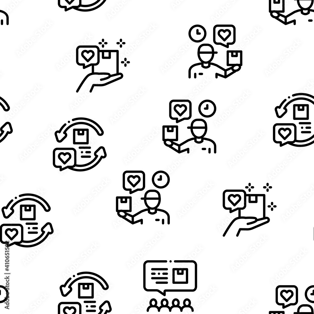 Buyer Customer Journey Seamless Pattern Vector Thin Line. Illustrations Buyer Customer Journey Seamless Pattern Vector Thin Line. Illustrations