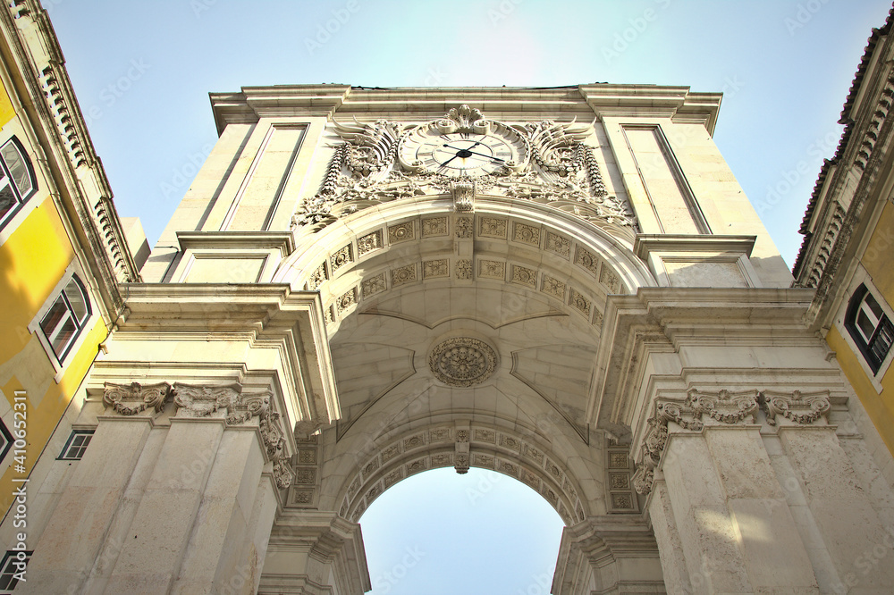 Augusta Street Triumphal Arch in the Commerce Square, Lisbon, Portugal