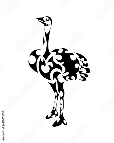 Line art vector of ostrich is standing. Suitable for use as decoration or logo.