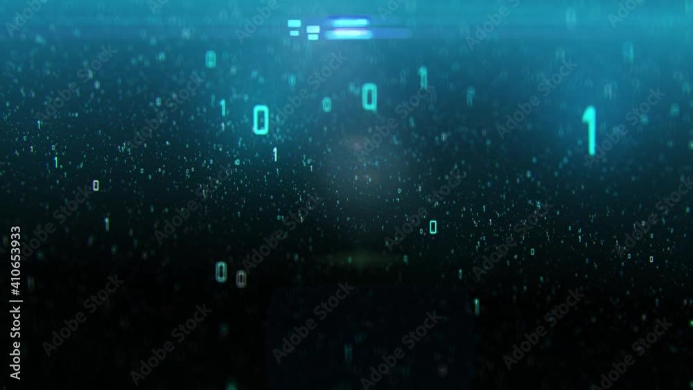 Abstract Technology Background. Binary code composition on a black background. Data binary code network. 4K animation