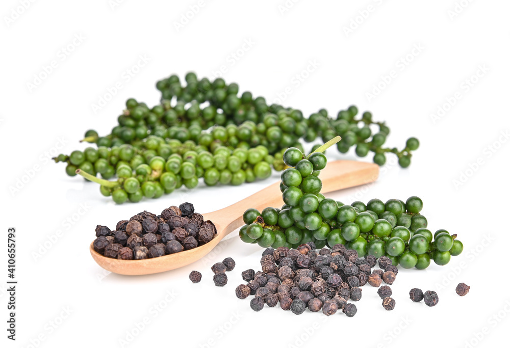 Fresh peppercorns with white background Fresh peppercorns with white background