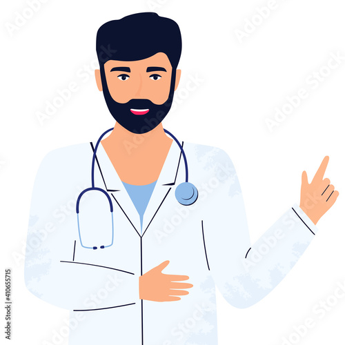 Man doctor. Medical worker. Therapist. Vector illustration.