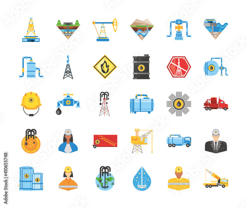 fracking industry resource oil gas exploration icons