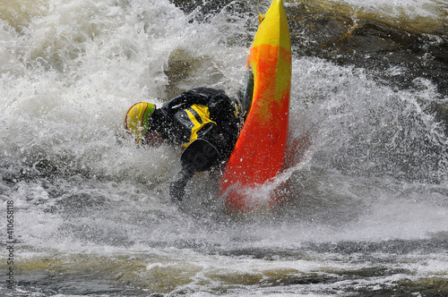 whitewater kayaking in the river