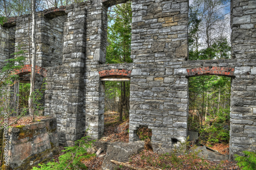 stone wall of old abandoned building