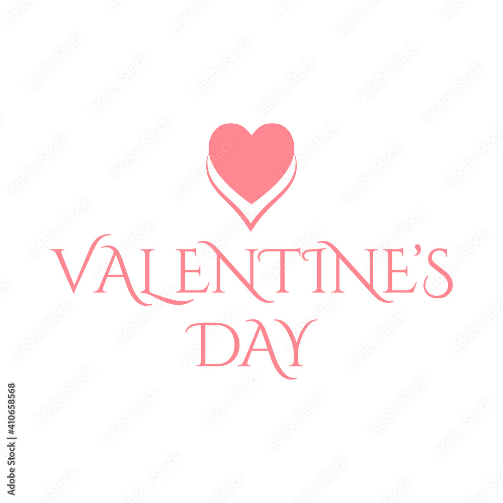Valentine's Day pink vector text with a heart icon.