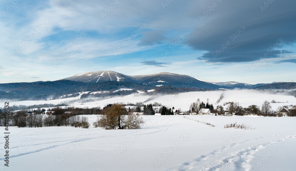 snow covered Giant mountains, Czech republic, Krkonose