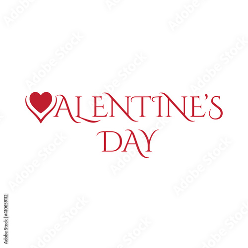 Red Valentine's Day text with a heart shape for February 14.