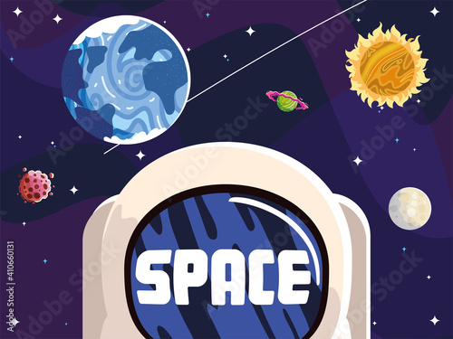 space astronaut helmet planet sun moon asteroid system solar