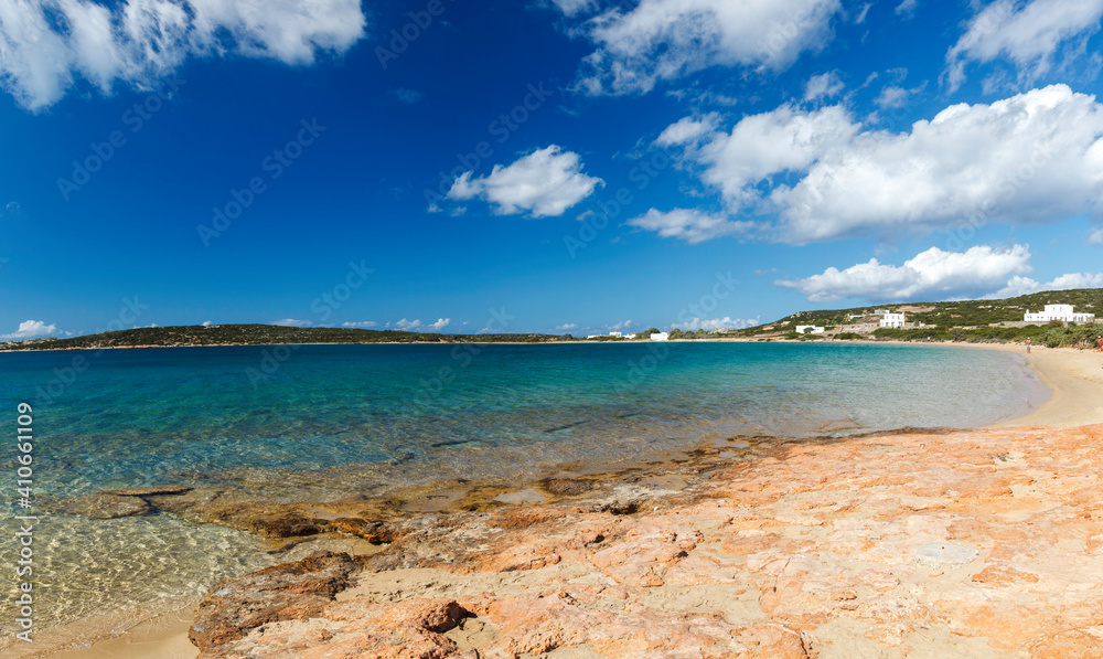 Beach of Lageri (or Lagkeri) in Paros island, Cyclades, Greece, Europe.