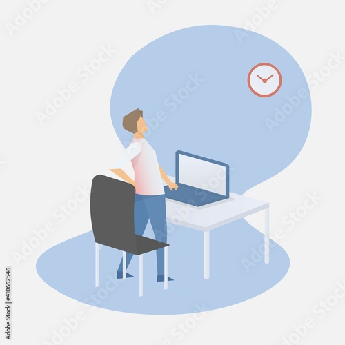 Office syndrome,back pain,suffer shoulder and neck muscle,From sit with computer for a long time,Office worker sick symptoms,Medical healthcare,Vector illustration.