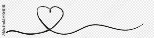 Hand drawn heart line art banner background transparent isolated