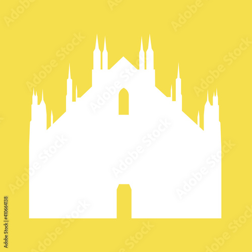 Milan Cathedral - Simple Vector Icon on YELLOW PANTONE 13-0647 ILLUMINATING Background