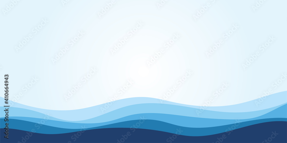 Blue water wave line deep sea pattern background banner vector illustration. - obrazy, fototapety, plakaty 