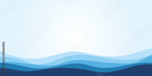Blue water wave line deep sea pattern background banner vector illustration.