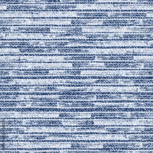 Striped faded denim texture Vector background. Frayed Jeans fabric seamless pattern
