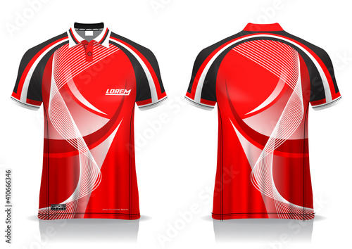 jersey badminton polo shirt design, for uniform team front and back