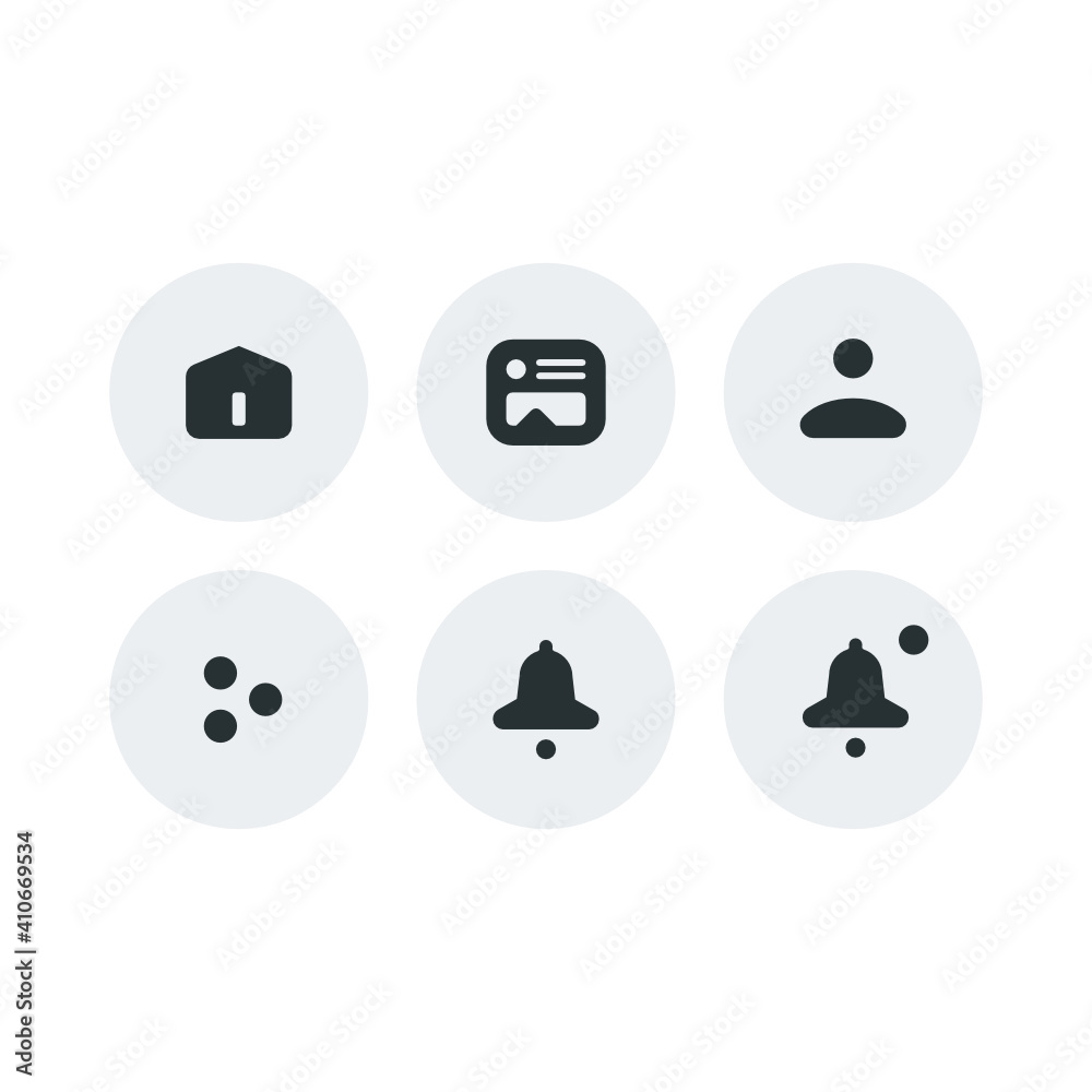 Rounded Icons Set Home Feed Profile Notification Bell