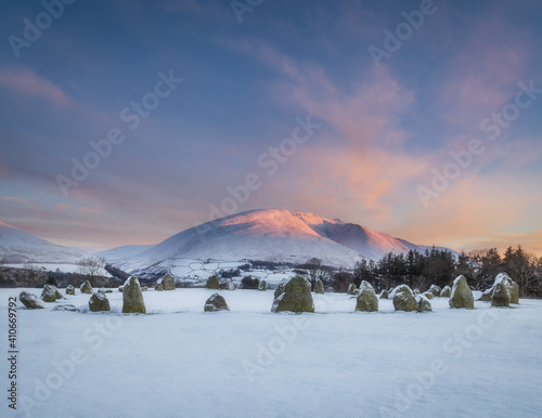 winter landscape with mountains and snow photo