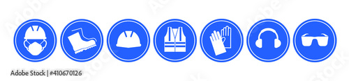 vector illustration of a set of blue and white buttons	