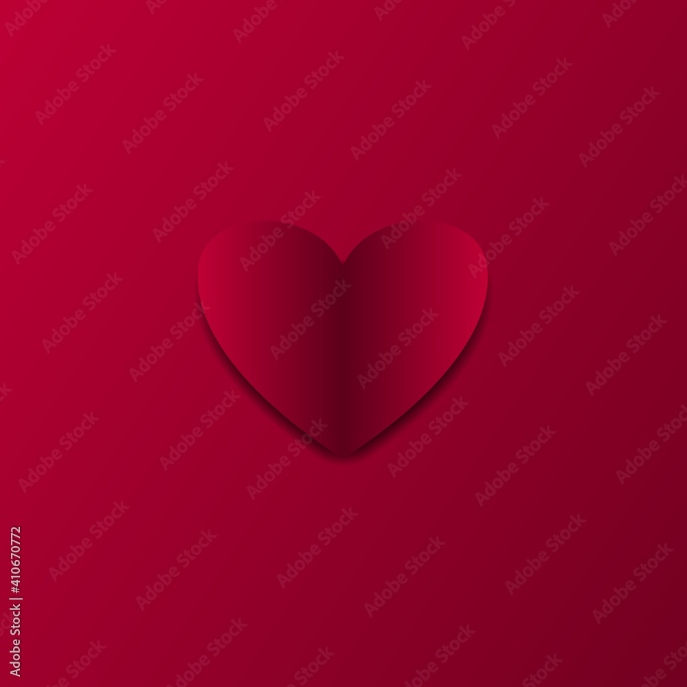 red heart on gradient color background. love and care concept