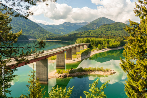A beautiful view of the Sylvenstein reservoir in Bavaria. photo