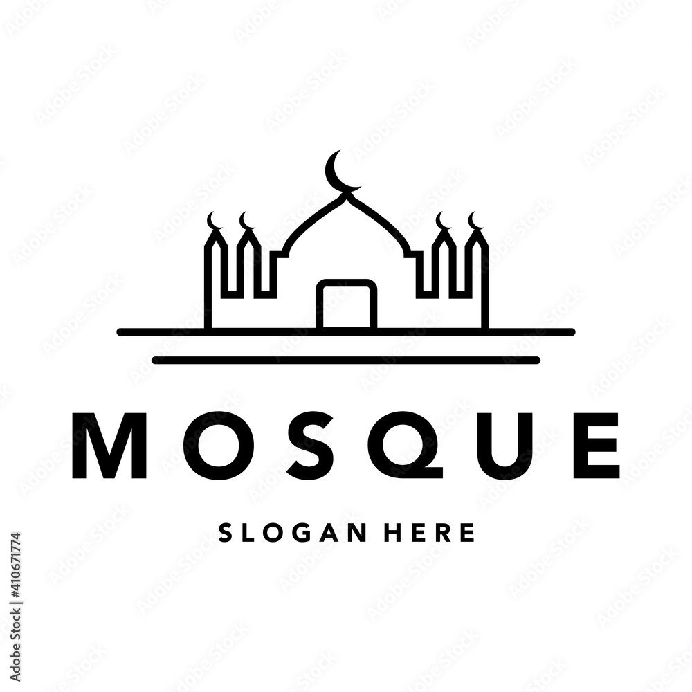 mosque islam line art logo minimalist illustration design
