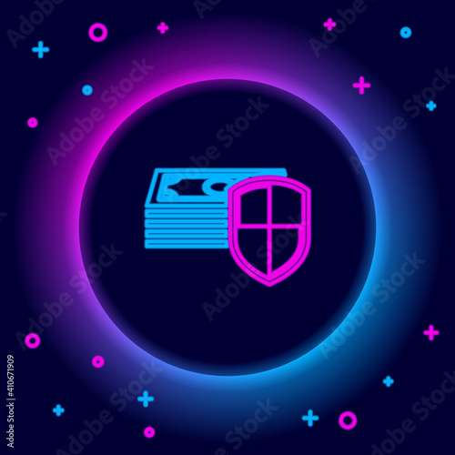 Glowing neon line Power bank icon isolated on black background. Portable charging device. Colorful outline concept. Vector.