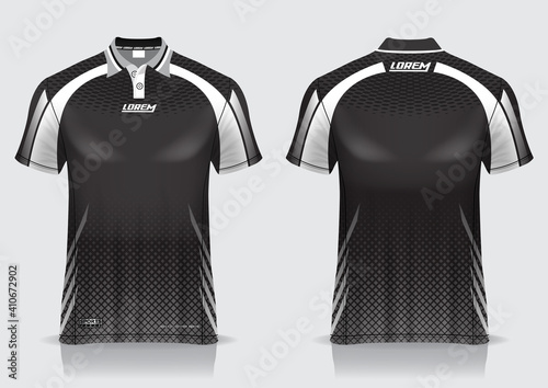 jersey badminton polo shirt design, for uniform team front and back