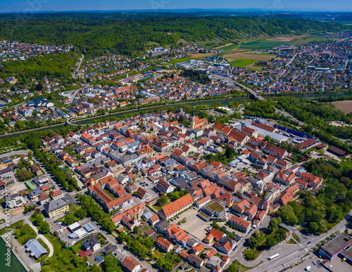 Aerial view of the city Kelheim in Germany, Bavaria on a sunny spring day  © GDMpro S.R.O.