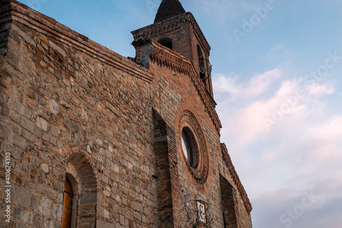 Perspective view of the San Martino Church facade, in the small village of Cecima (Lombardy, Northern Italy, Pavia Province). Is a small village in the hilly area of Oltrepo Pavese. photo