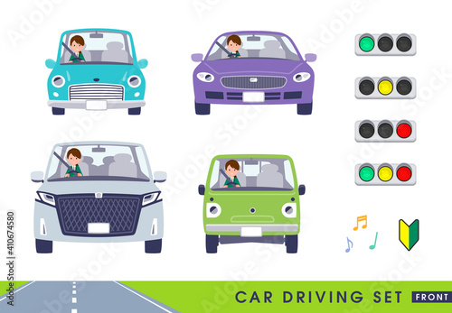 flat type school girl Green Blazer_Cars-front