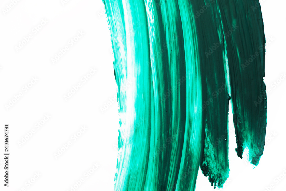 abstract green brush strokes on white background