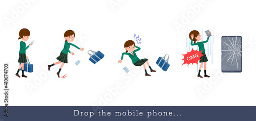 flat type school girl Green Blazer_Drop-the-mobile