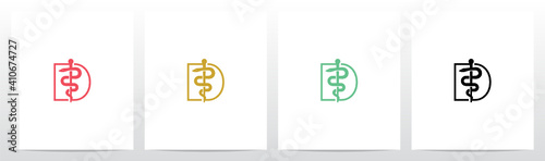 Rod of Asclepius On Letter Logo Design D
