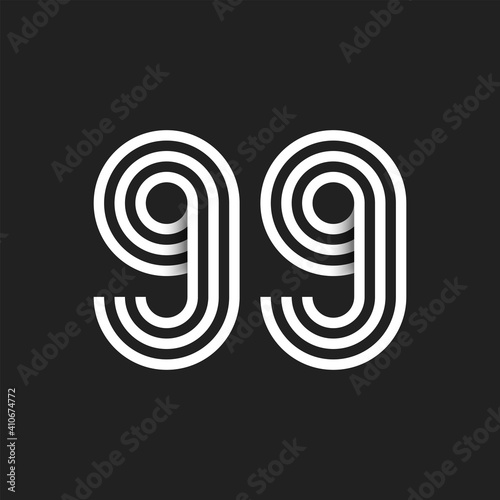 Number 99 with black and white background photo