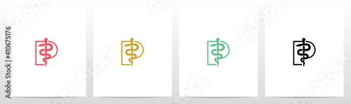 Rod of Asclepius On Letter Logo Design P