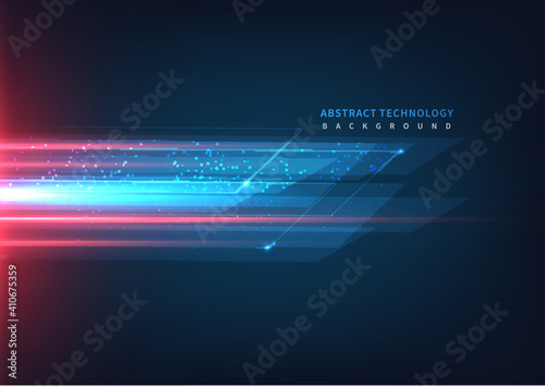 Abstract technology geometric overlapping hi speed line movement design background with copy space for text.