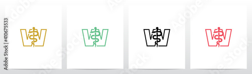 Rod of Asclepius On Letter Logo Design W