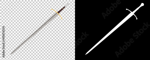 Long sword isolated on background with mask. 3d rendering - illustration photo