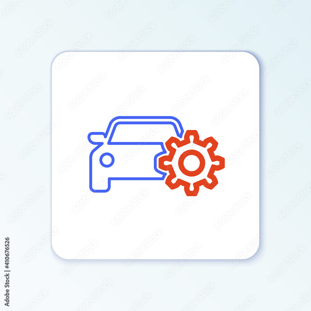 Line Car service icon isolated on white background. Auto mechanic service. Mechanic service. Repair service auto mechanic. Maintenance sign. Colorful outline concept. Vector.