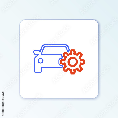 Line Car service icon isolated on white background. Auto mechanic service. Mechanic service. Repair service auto mechanic. Maintenance sign. Colorful outline concept. Vector.