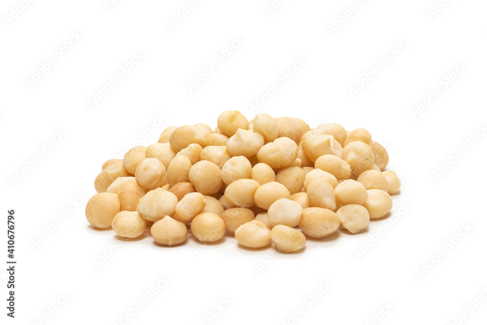 Macadamia nuts isolated on white background. Macadamia nuts isolated on white background.