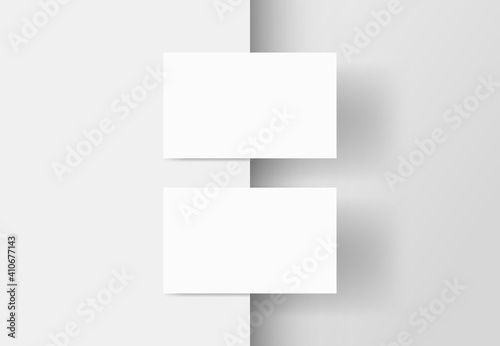 White business cards isolated on clean background, Blank business cards template, Name card design, Contact card for company, Vector illustration.