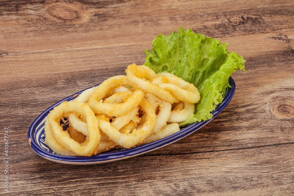 Roasted squid rings with salad Roasted squid rings with salad