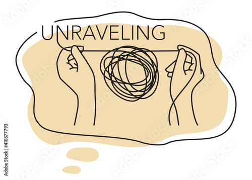 Unraveling therapy - human hands unravel tangle