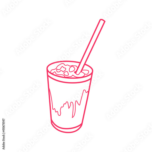Iced coffee with ice vector icon, Symbol, logo illustration.