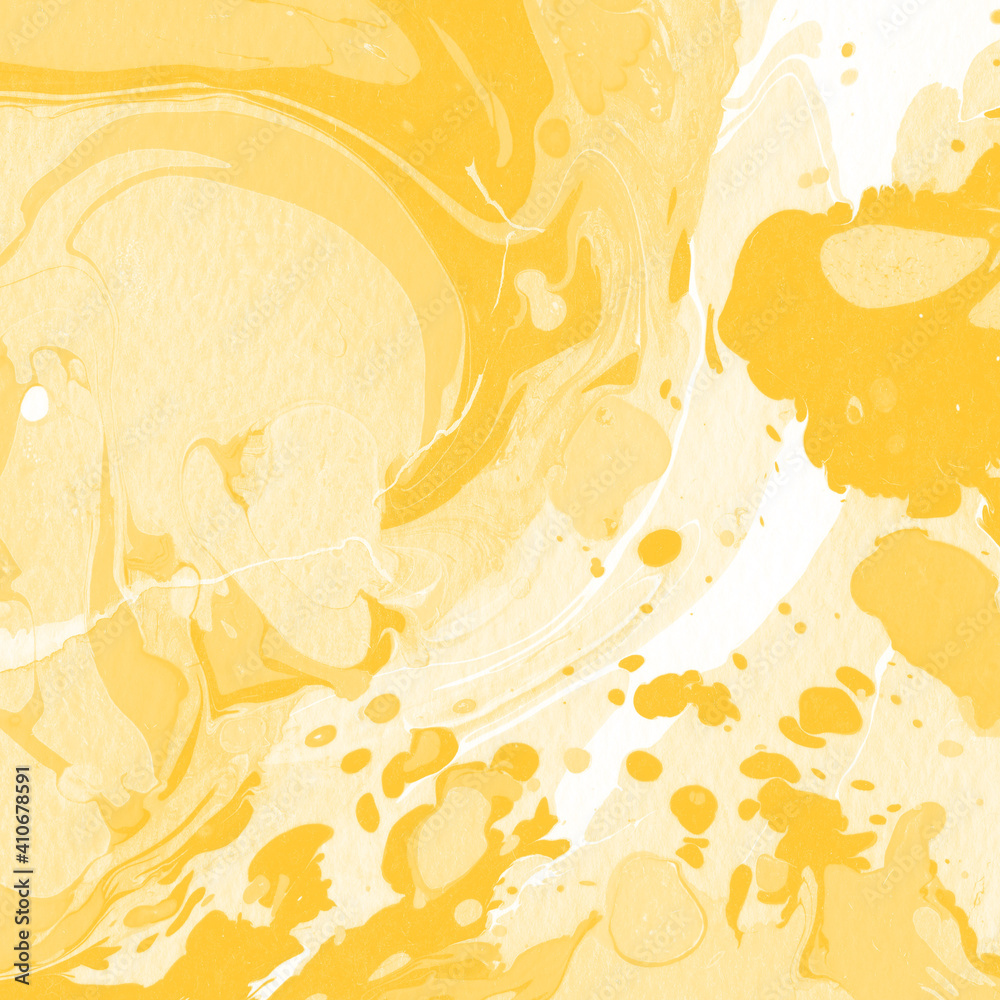 Yellow luxury marble ink texture on watercolor paper background. Marble stone image. Bath bomb effect. Psychedelic biomorphic art. Yellow luxury marble ink texture on watercolor paper background. Marble stone image. Bath bomb effect. Psychedelic biomorphic art.