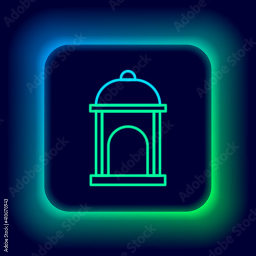 Wallpaper Mural Glowing neon line Muslim Mosque icon isolated on black background. Colorful outline concept. Vector. Torontodigital.ca